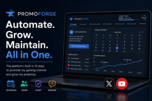 Header image for my article on PromoForge, catchy tagline.